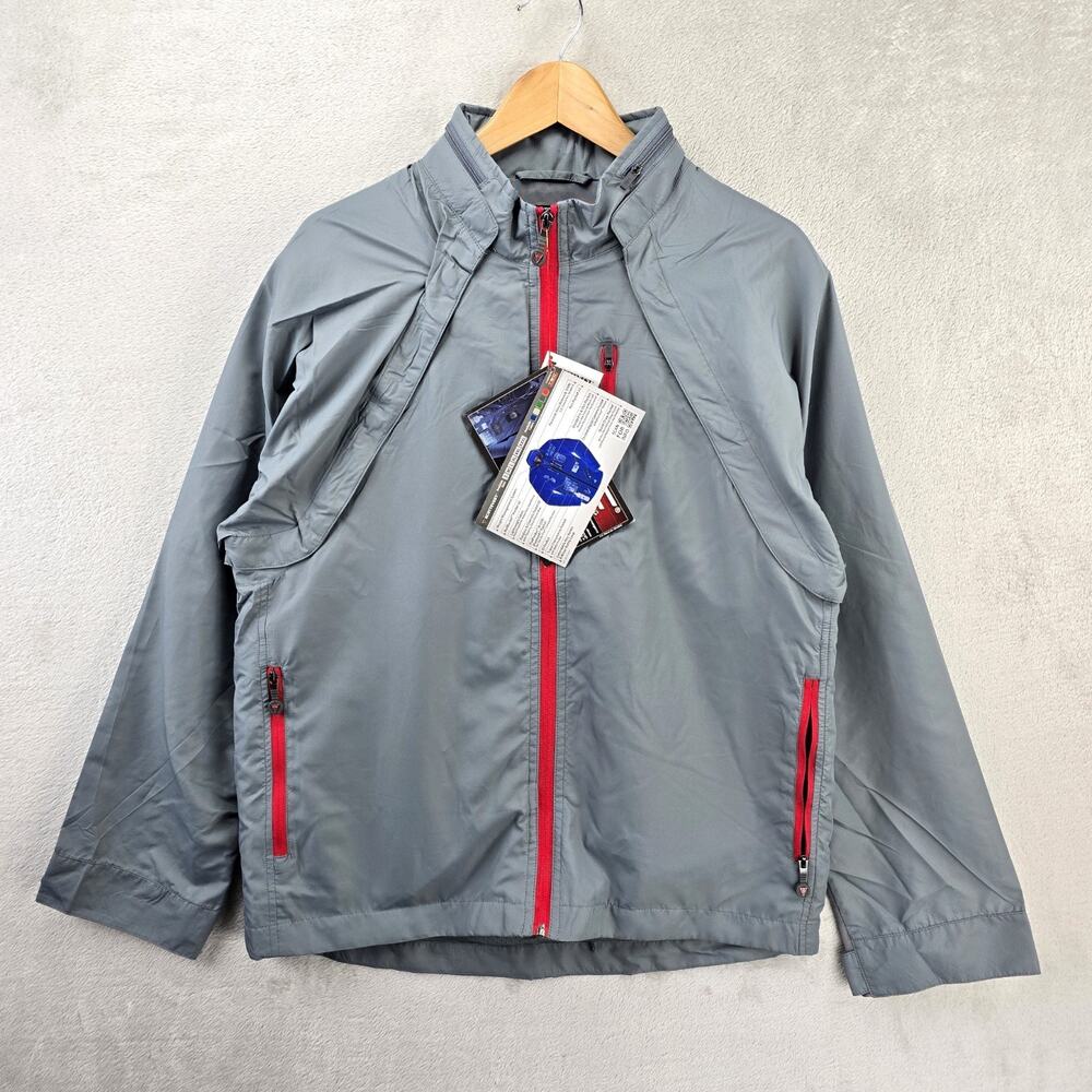 Scottevest SeV Tropiformer Jacket Mens Medium Grey Convertible Vest Windbreaker